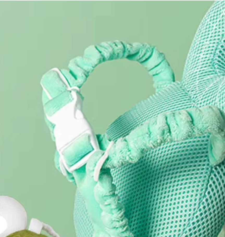 Close-up of the soft adjustable strap and buckle